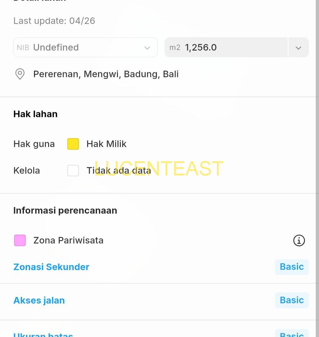 JUAL TANAH LOKASI VILLA DI CANGGU