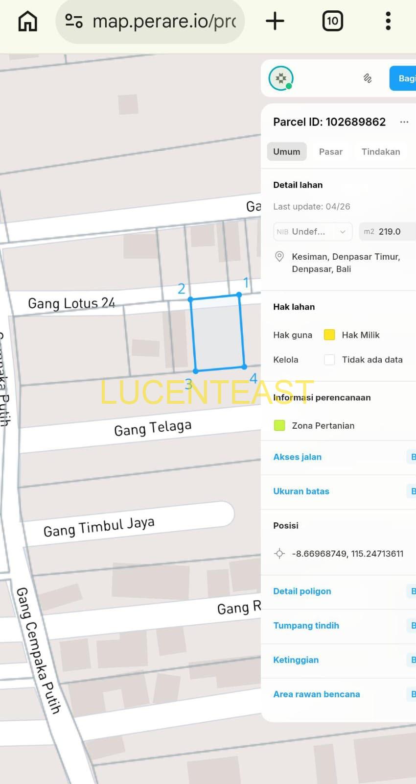 DIJUAL TANAH AREA HANG TUAH