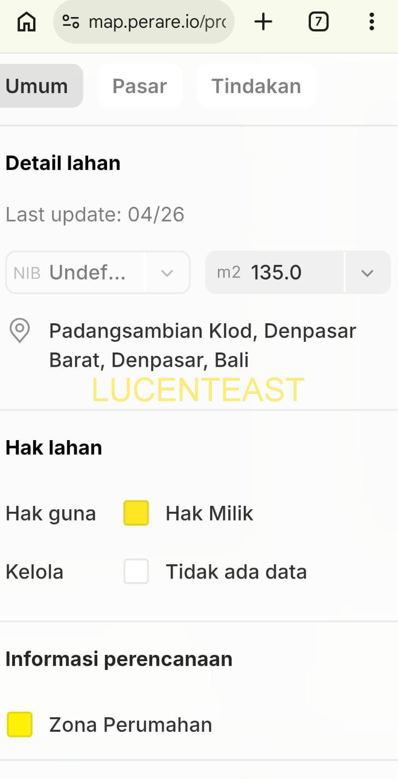 DIJUAL TANAH LOKASI SEMINYAK