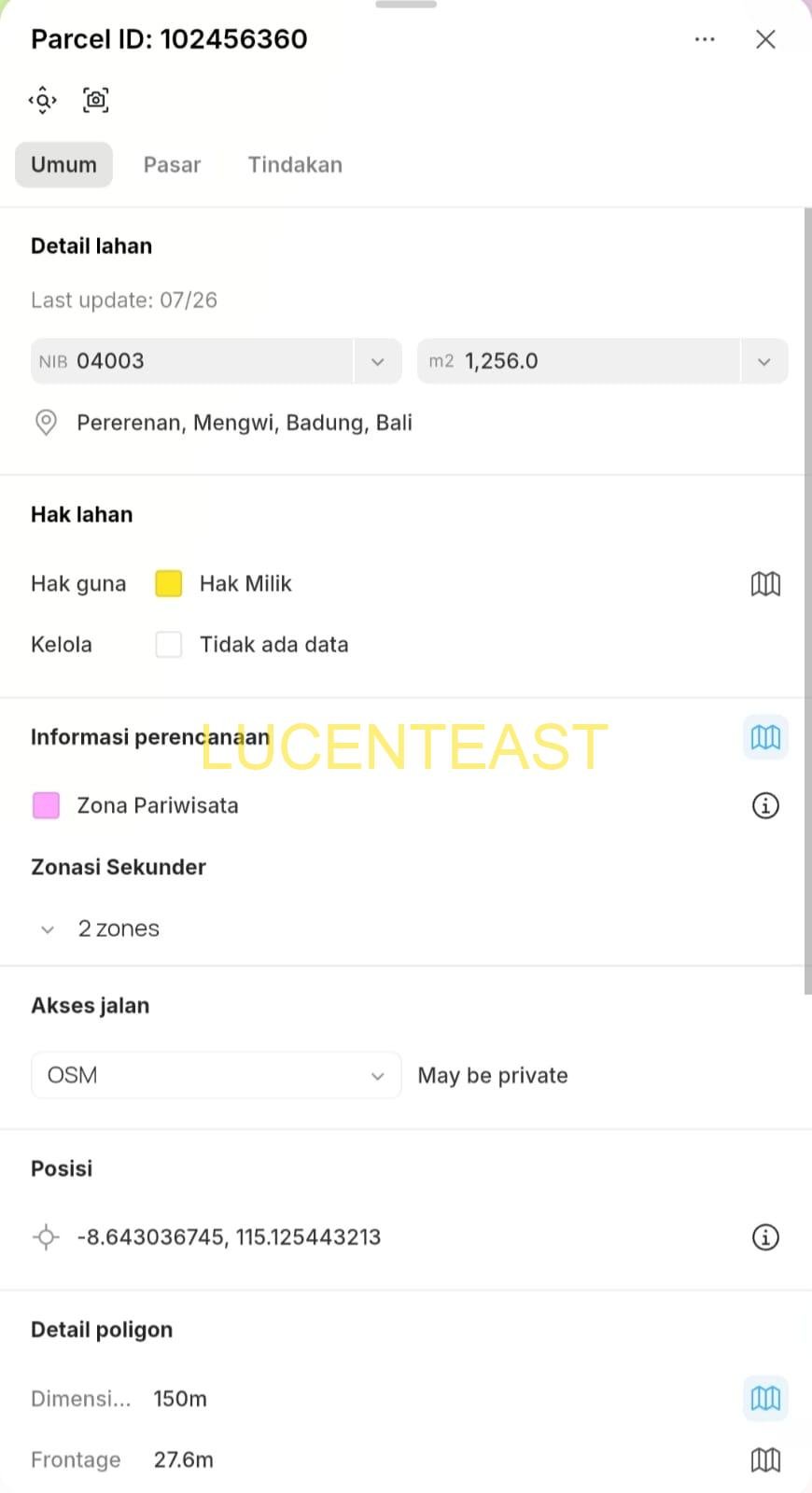 DIJUAL TANAH PREMIUM AREA PANTAI PERERENAN