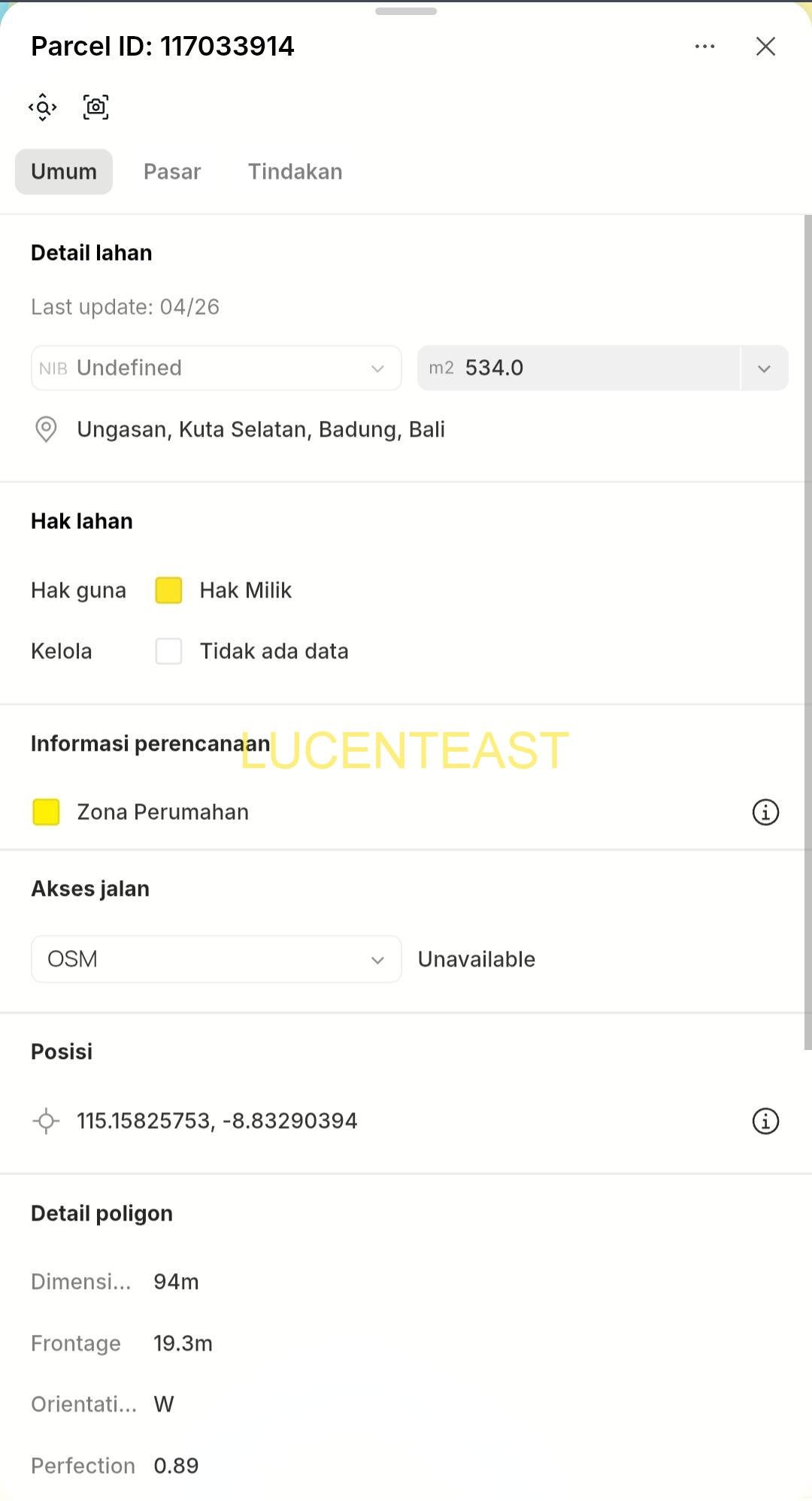 JUAL-SEWA TANAH KAV DI UNGASAN