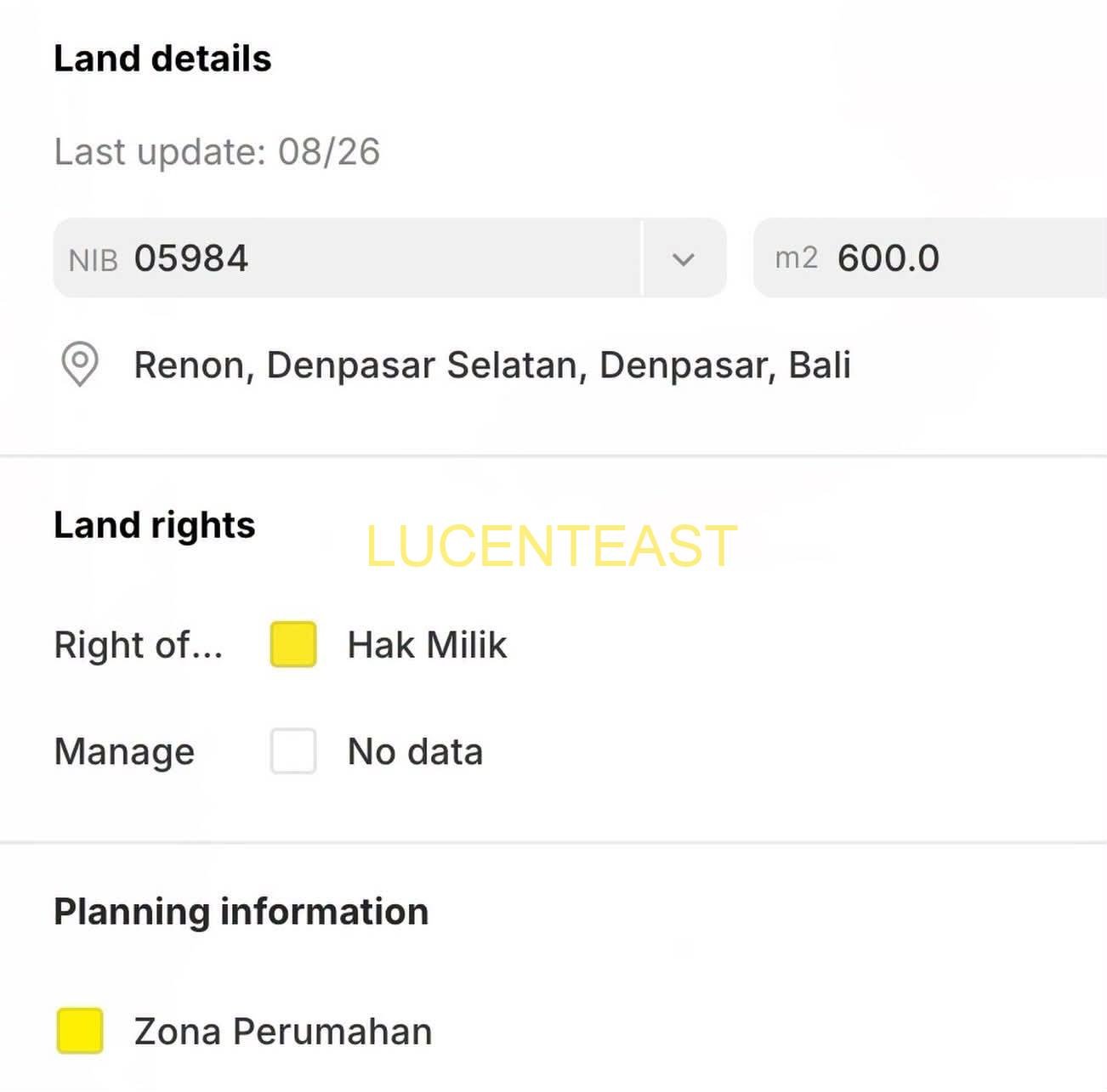 JUAL TANAH PRIME RENON