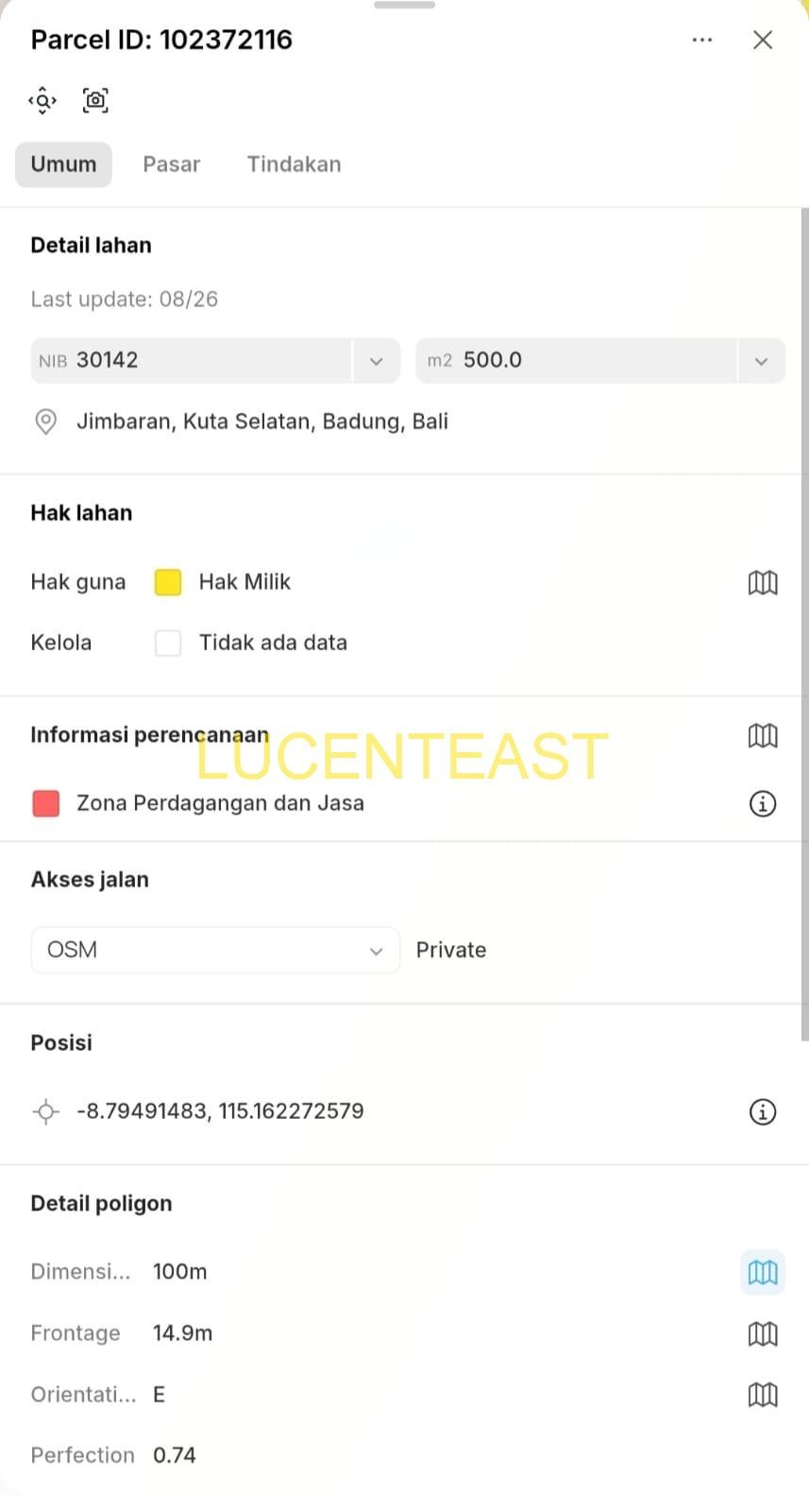 JUAL TANAH PLOT KECIL PANTAI BERABAN