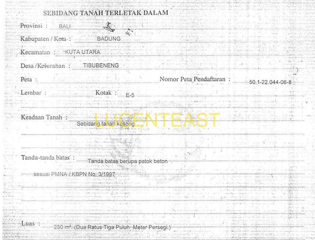 DIJUAL TANAH PLOT KECIL LANGKA CANGGU