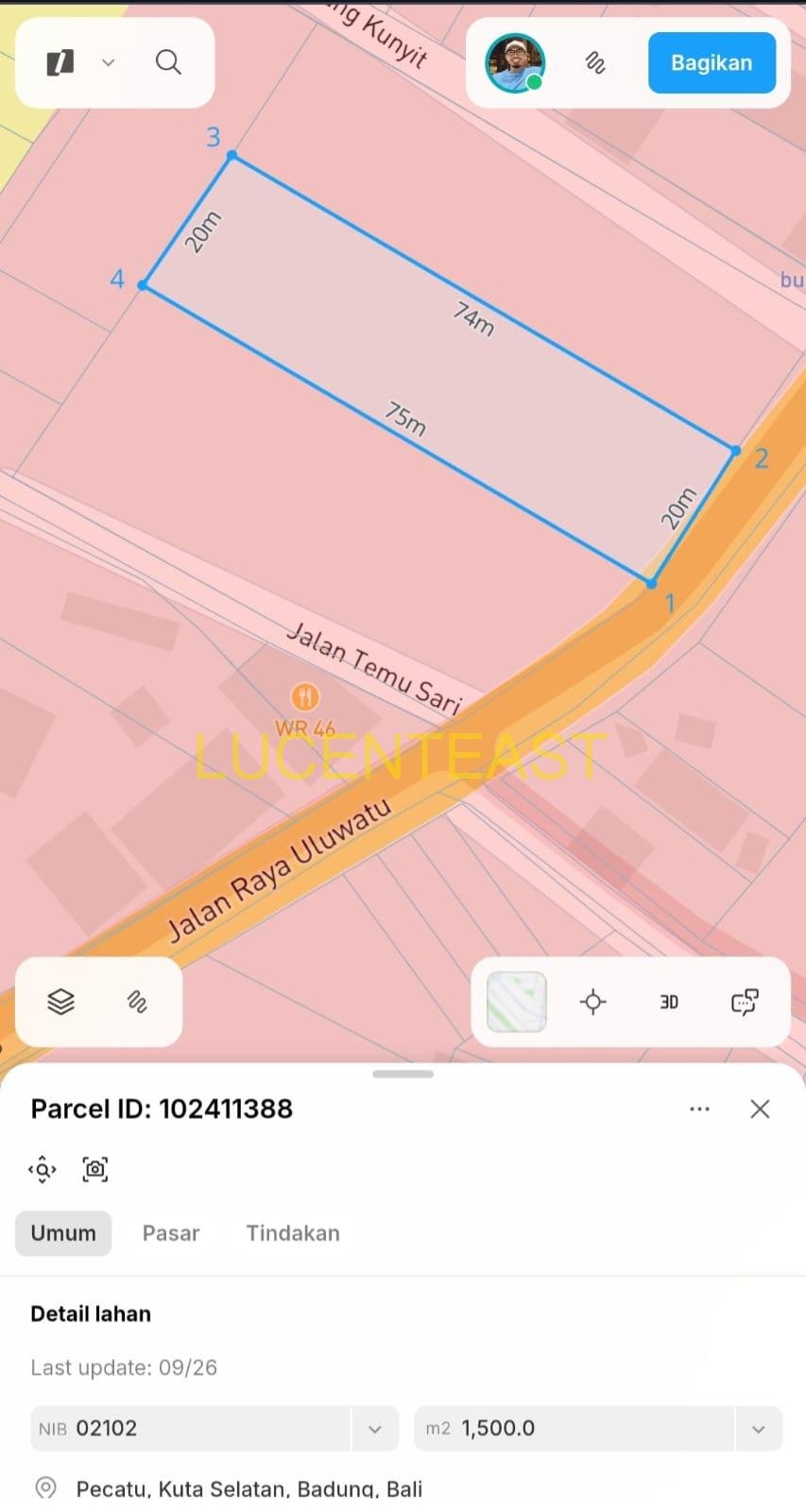 DIKONTRAKKAN TANAH PREMIUM JALAN UTAMA ULUWATU